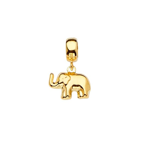 14K Solid Real Gold Elephant Charm pendant